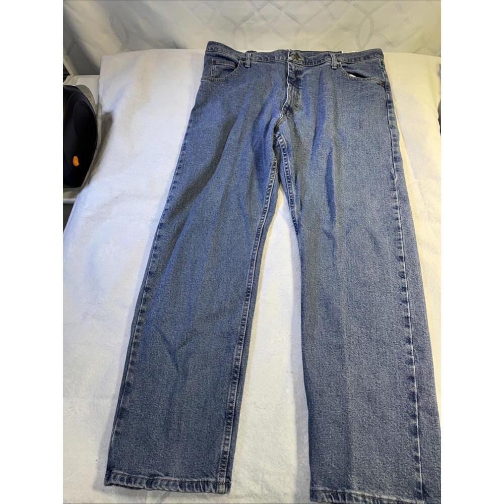 WRANGLER Jeans Mens Size 40 x 32 Blue Regular Fit Straight Leg Distressed Cowboy